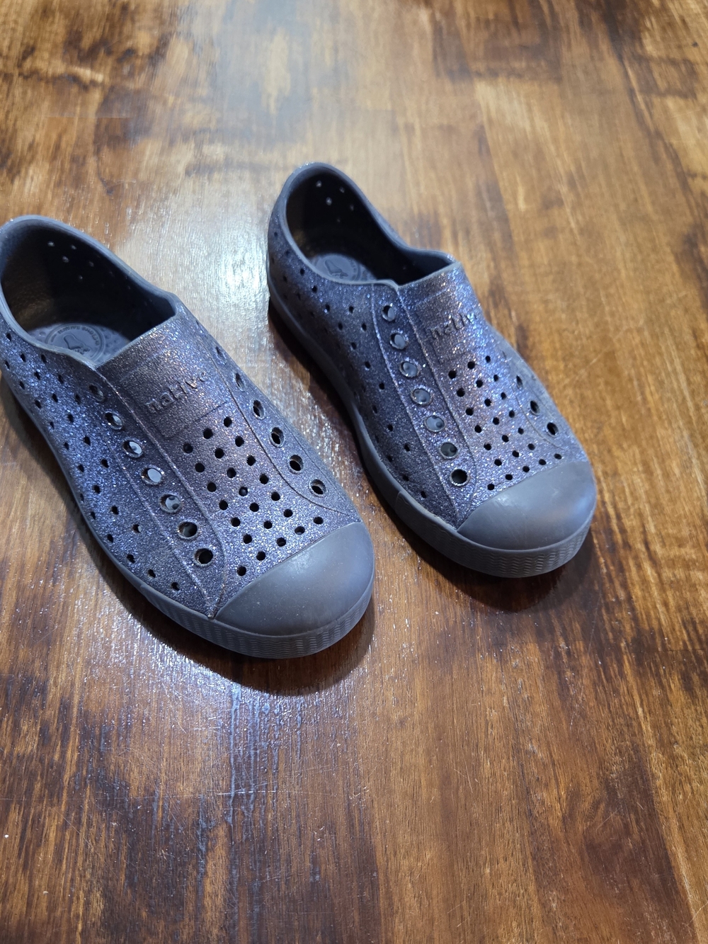 Native Jefferson Navy Blue Glitter Slip On Water Shoes C10 Toddler Gorpcore